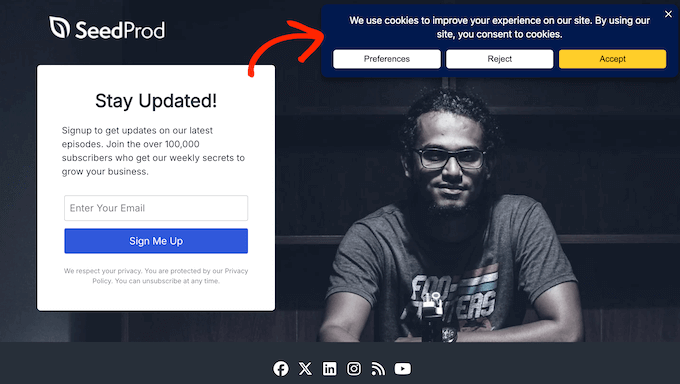 The WPConsent cookie consent banner The WPConsent cookie consent banner