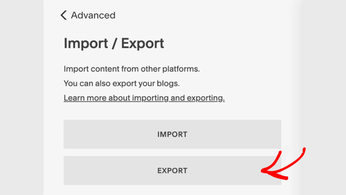 Exporting content from Squarespace Exporting content from Squarespace