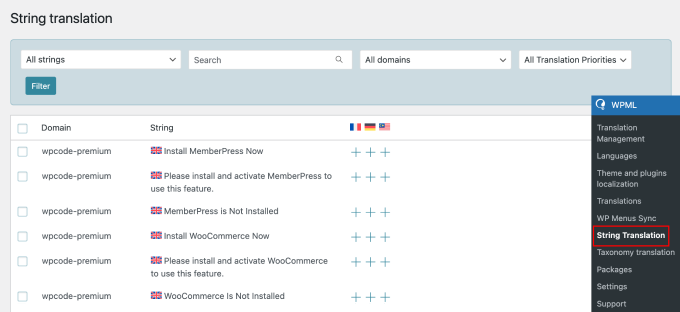 wpml-string-translation WPML Dize Çevirisi