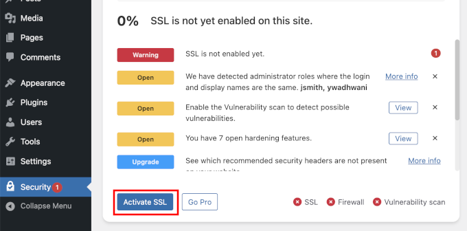 Activate SSL Activate SSL
