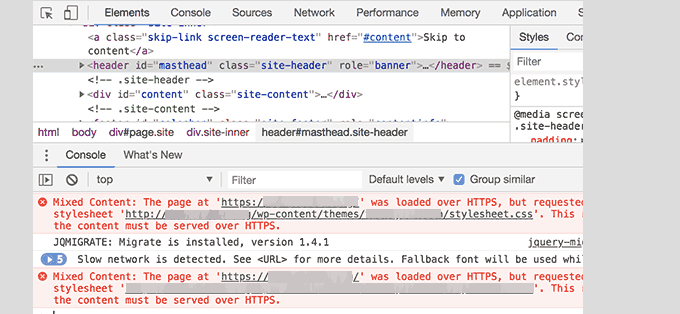 Mixed content error Mixed content error