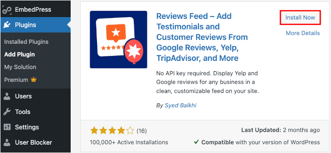 Installing the Reviews Feed plugin Installing the Reviews Feed plugin