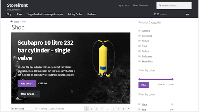 Un exemplu de magazin online, creat folosind WooCommerce Un exemplu de magazin online, creat folosind WooCommerce