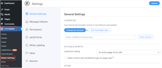 Introduceți cheia de licență Formidable Forms Introduceți cheia de licență Formidable Forms