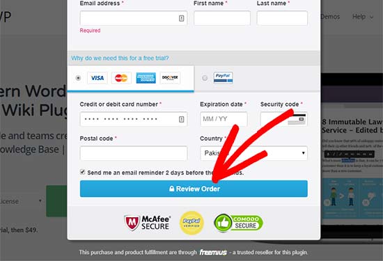 Review order Review order
