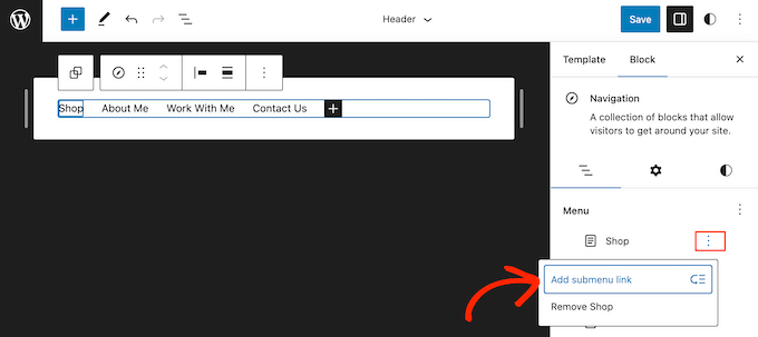 Creating a submenu using the full-site editor (FSE) Creating a submenu using the full-site editor (FSE)