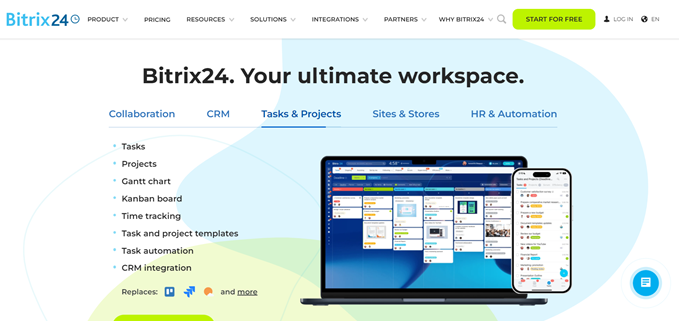 La page d'accueil de Bitrix24 bitrix24