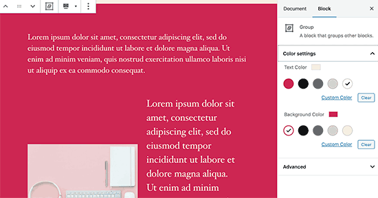 Utilizarea culorilor de fundal pentru toate blocurile dintr-un grup Utilizarea culorilor de fundal pentru toate blocurile dintr-un grup