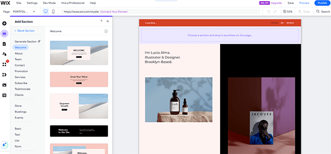 Éditeur glisser-déposer de Wix Éditeur glisser-déposer de Wix