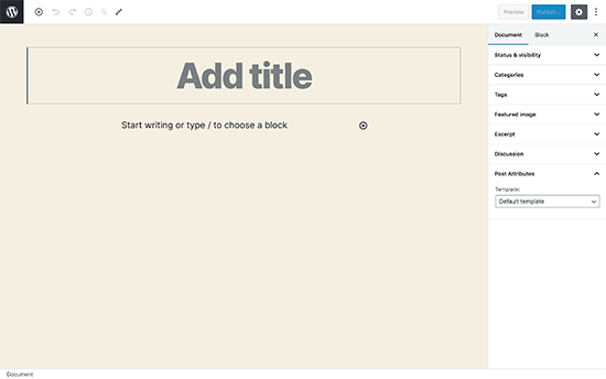 Editor pe ecran complet WordPress Editor pe ecran complet WordPress