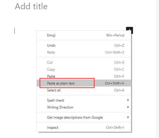 Right click and use the "Paste as plain text" optin in your browser Right click and use the "Paste as plain text" optin in your browser