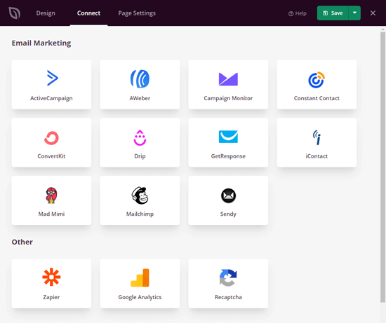 A list of SeedProd integrations available for your landing pages A list of SeedProd integrations available for your landing pages
