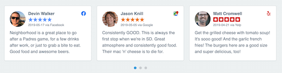 WP Business Reviews carousel