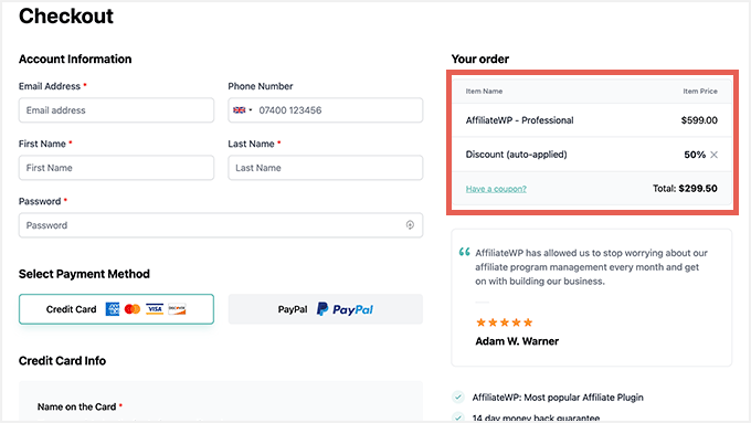 AffiliateWP Checkout AffiliateWP Checkout