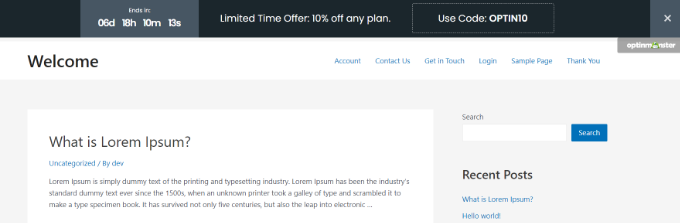 An example of a floating bar, created using OptinMonster An example of a floating bar, created using OptinMonster