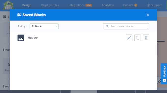 Saving blocks in the campaign editor Saving blocks in the campaign editor