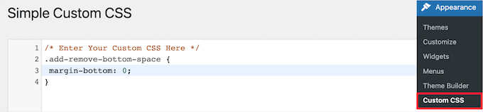 Add code with Simple Custom CSS plugin Add code with Simple Custom CSS plugin
