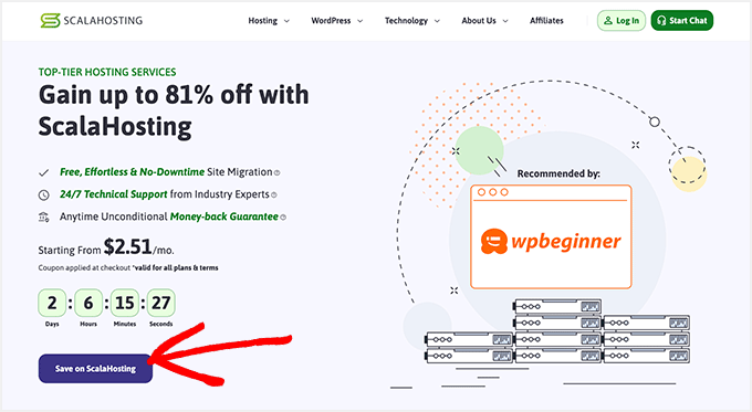 Site-ul Scala Hosting Cod cupon ScalaHosting