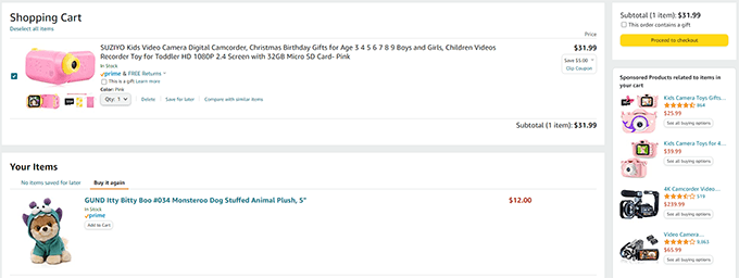 Amazon cart example Amazon cart example