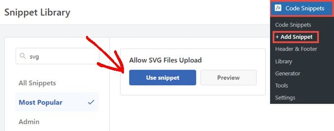 wpcode-svg-code-snippets-library The snippet to allow SVG upload from WPCode's library