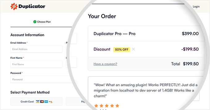Duplicator Pro checkout Duplicator Pro checkout page