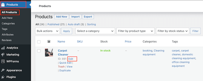 Editando un producto de WooCommerce alquilable Editando un producto de WooCommerce alquilable