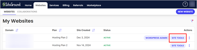 SiteGround'da bir web sitesinin Site Araçları ayarlarını açma SiteGround'da bir web sitesinin Site Araçları ayarlarını açma