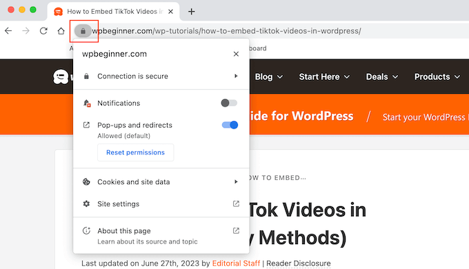 An example of a secure website with an SSL certificate An example of a secure website with an SSL certificate