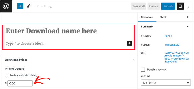Aggiungere un prezzo fisso a un prodotto scaricabile Aggiungere un prezzo fisso a un prodotto scaricabile