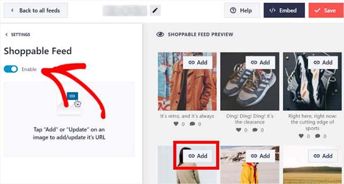 Enable the shoppable feed option Enable the shoppable feed option