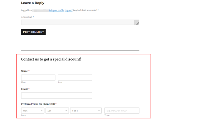 Ein Beispiel für ein WPForms-Formular-Widget mit einem Datumsfeld Ein Beispiel für ein WPForms-Formular-Widget mit einem Datumsfeld