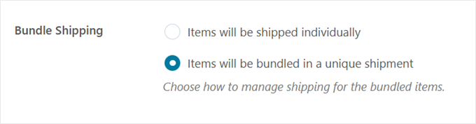 Choosing the product bundle shipping settings with the YITH plugin Choosing the product bundle shipping settings with the YITH plugin