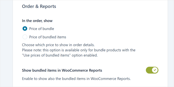 Choosing whether to display items in the bundle in the Order and Reports page with the YITH plugin Choosing whether to display items in the bundle in the Order and Reports page with the YITH plugin
