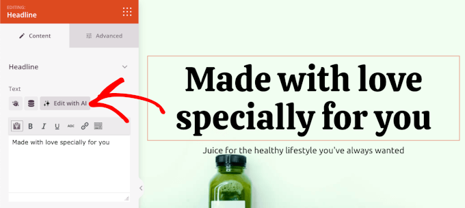 Butonul Editare cu AI Butonul Editare cu AI