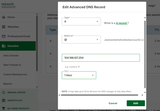 Replacing A record value Replacing A record value