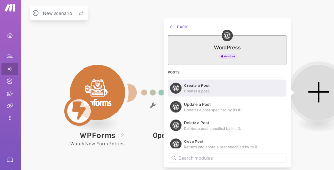 Création d'un scénario WPForms + WordPress + et OpenAI dans Make.com Création d'un scénario WPForms + WordPress + et OpenAI dans Make.com