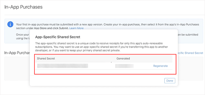 Copy App-Specific Shared Secret Copy App-Specific Shared Secret