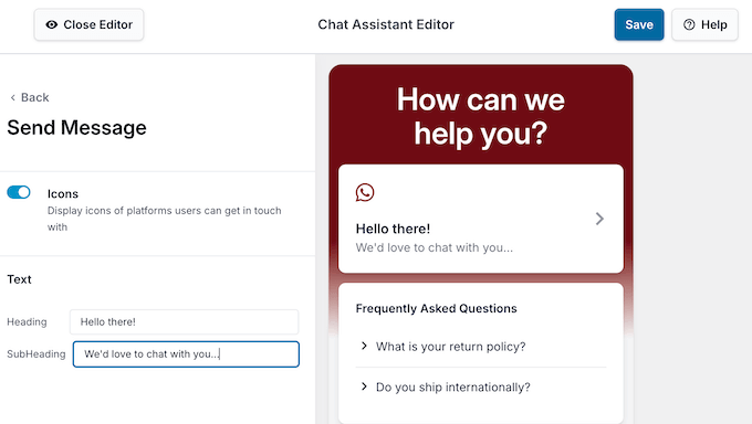 Adding unique messaging to a real-time chat widget Adding unique messaging to a real-time chat widget