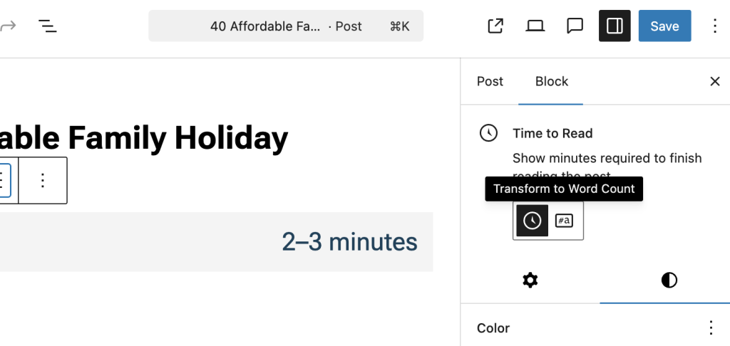 Time to Read Block Time to read block example