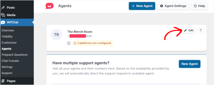 Editing agents in WPChat Editing agents in WPChat