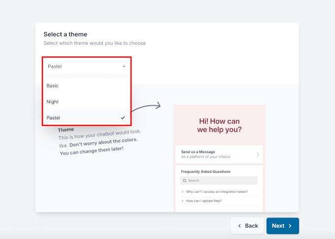 Selecting the WhatsApp click-to-chat theme Selecting the WhatsApp click-to-chat theme