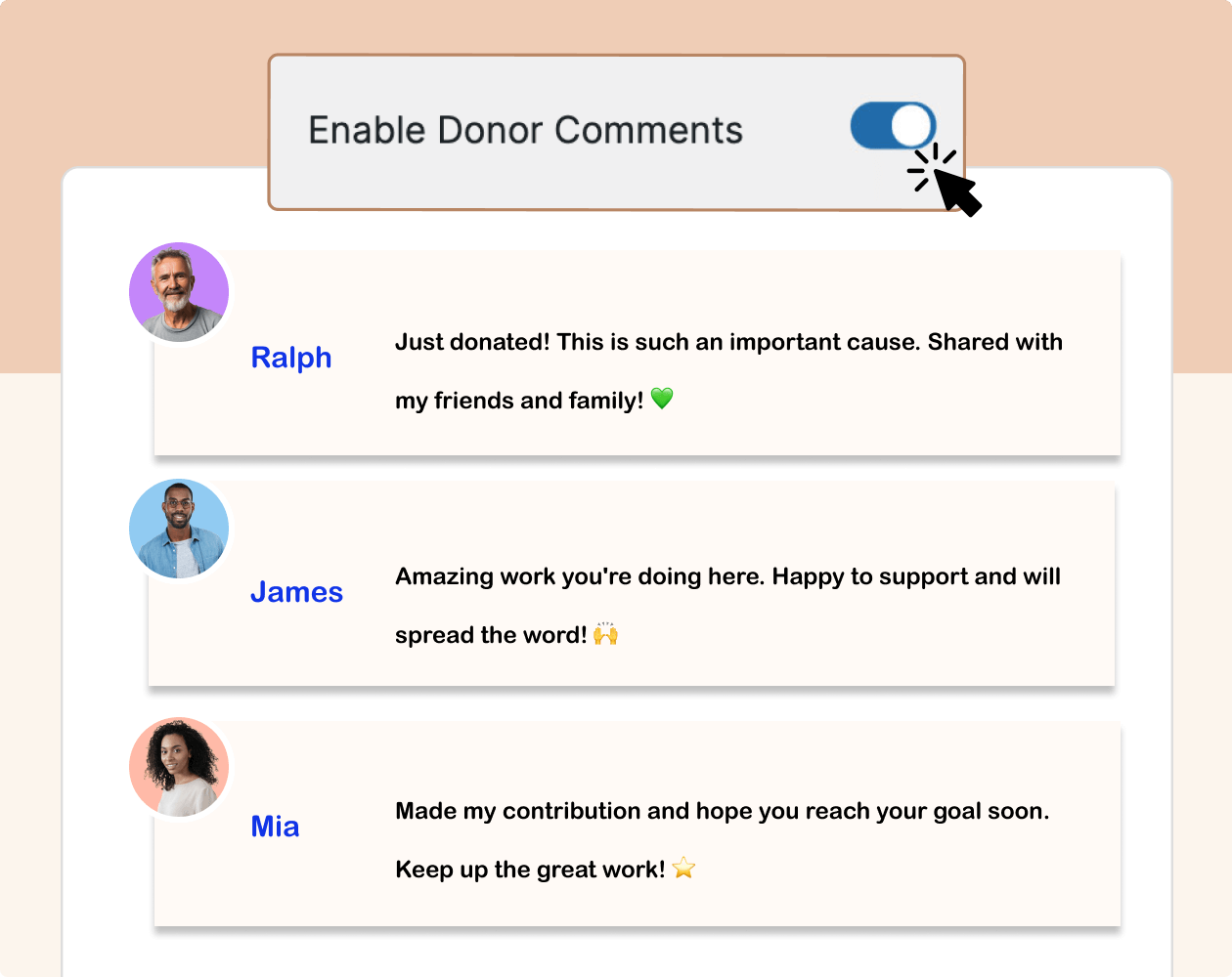 Enable comments in Charitable