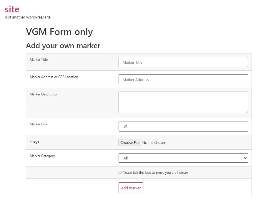 VGM Form on page VGM Form on page