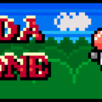 5x zoom in of a 88x31 pixel art banner for The Zelda Zone. "Zelda Zone" is written in Legend of Zelda ish pixel art font. Art by Bluey Loius